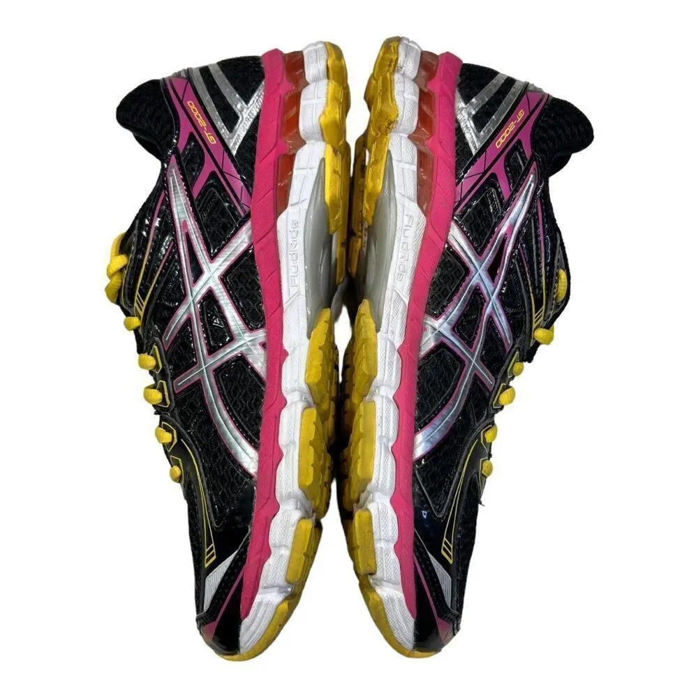 ASICS GT-2000 2 Women's Size 7.5 Black Pink Yellow Mesh Running Shoes T3P8N